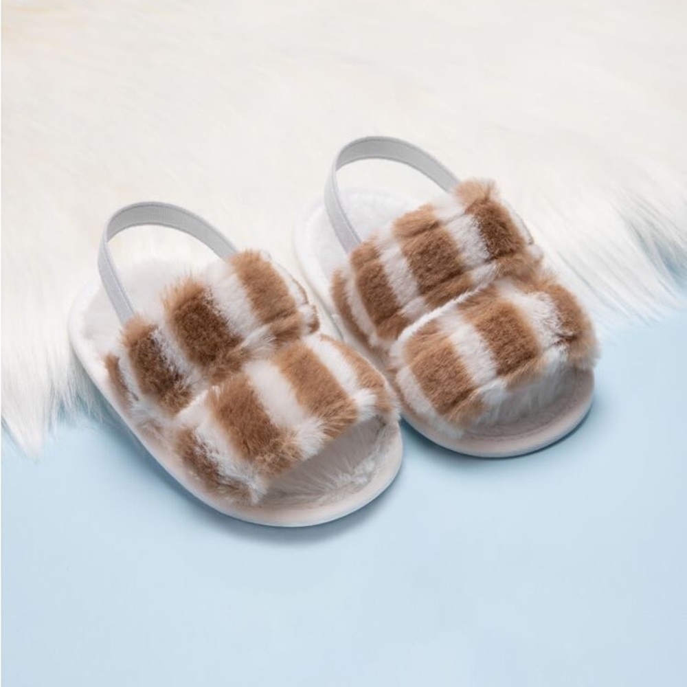 PatPat Baby Two Tone Fluffy Slingback Sandals NWT Size: 4